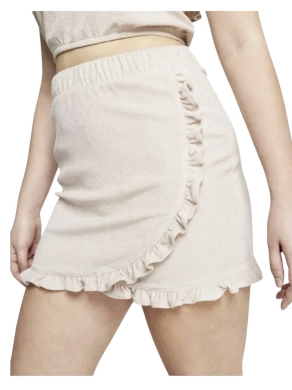 Bar III Terry Cloth Mini Skirt Nude - Size Large